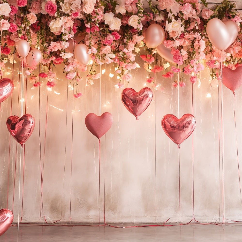 Valentine Backdrop Ideas Romantic Floral Balloon Glow Backdrop BRP1-108