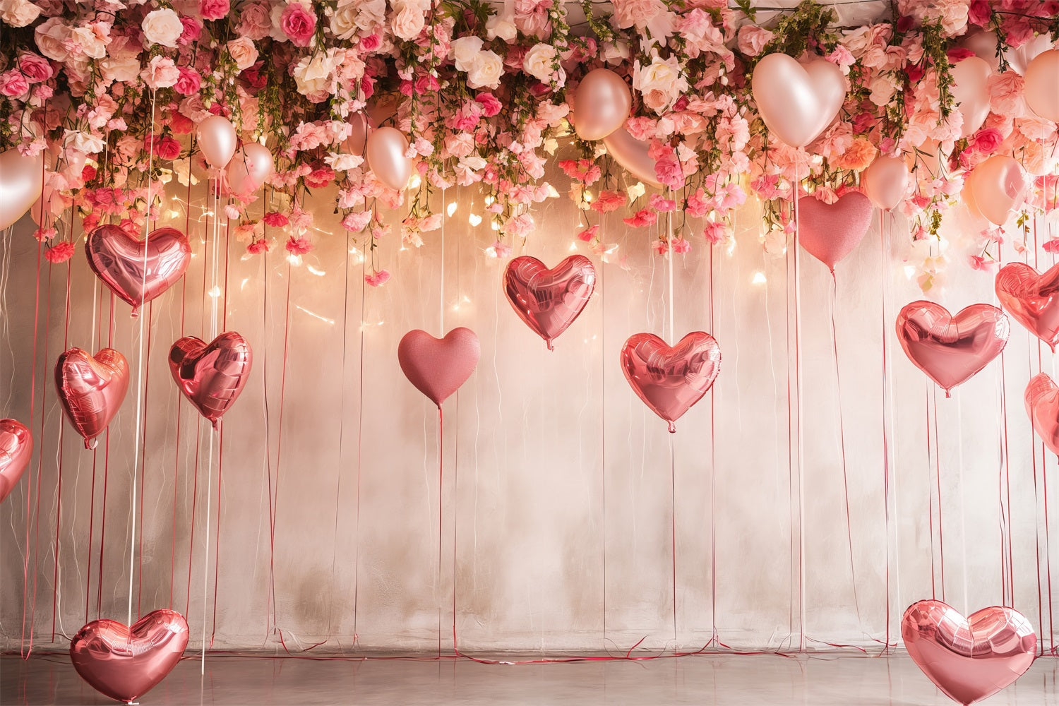 Valentine Backdrop Ideas Romantic Floral Balloon Glow Backdrop BRP1-108