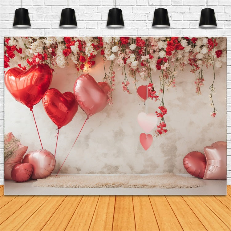 Valentine Photography Backdrop Heart Balloon Floral Backdrop BRP1-109