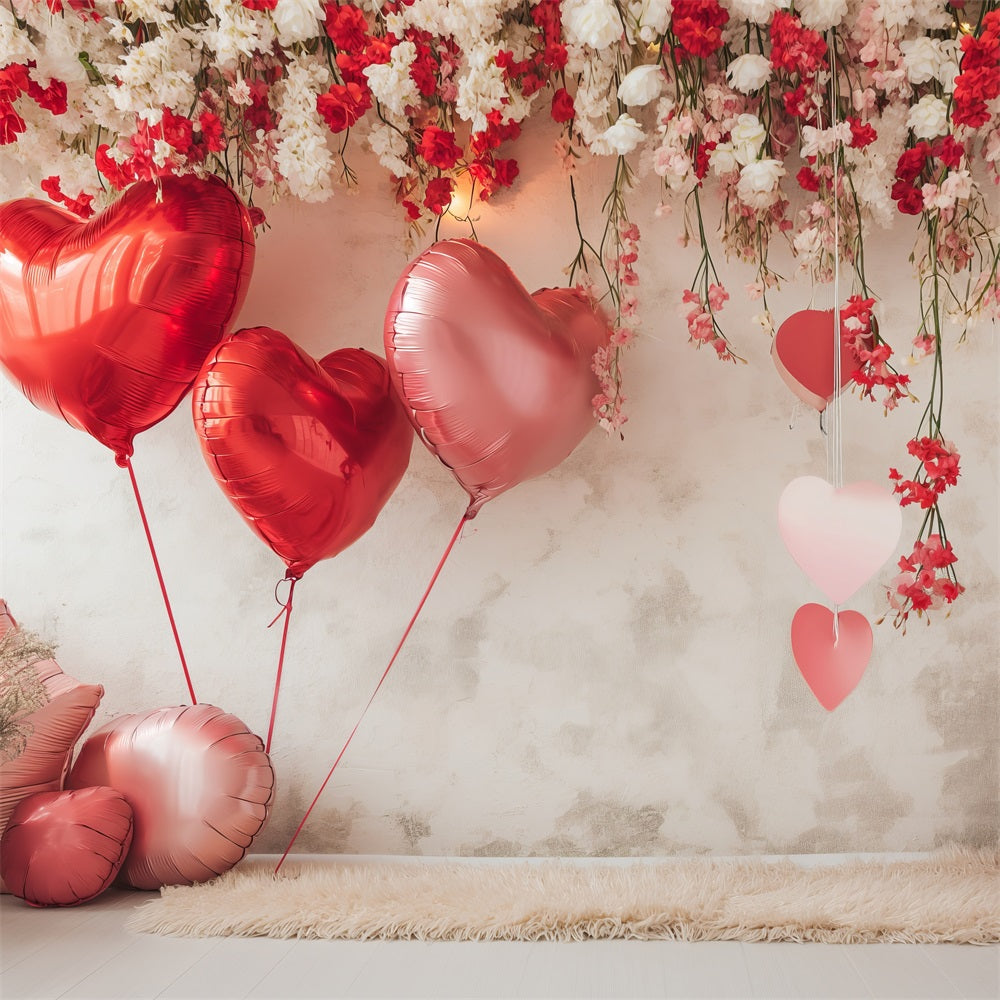 Valentine Photography Backdrop Heart Balloon Floral Backdrop BRP1-109