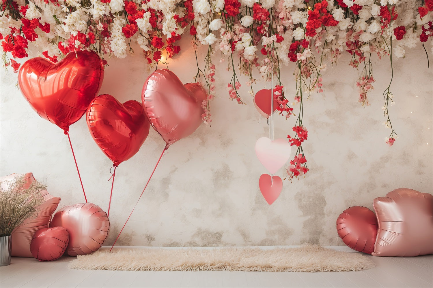 Valentine Photography Backdrop Heart Balloon Floral Backdrop BRP1-109