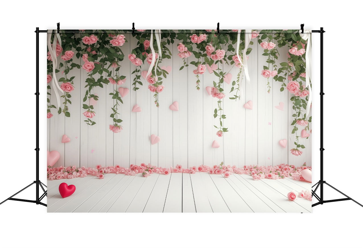 Valentine Backdrop Delicate Floral Hearts Romance Backdrop BRP1-110