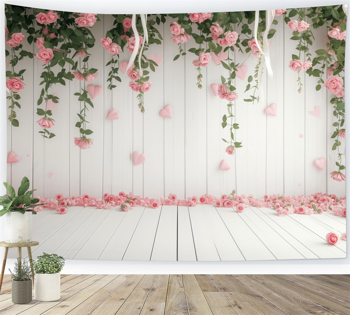 Valentine Backdrop Delicate Floral Hearts Romance Backdrop BRP1-110