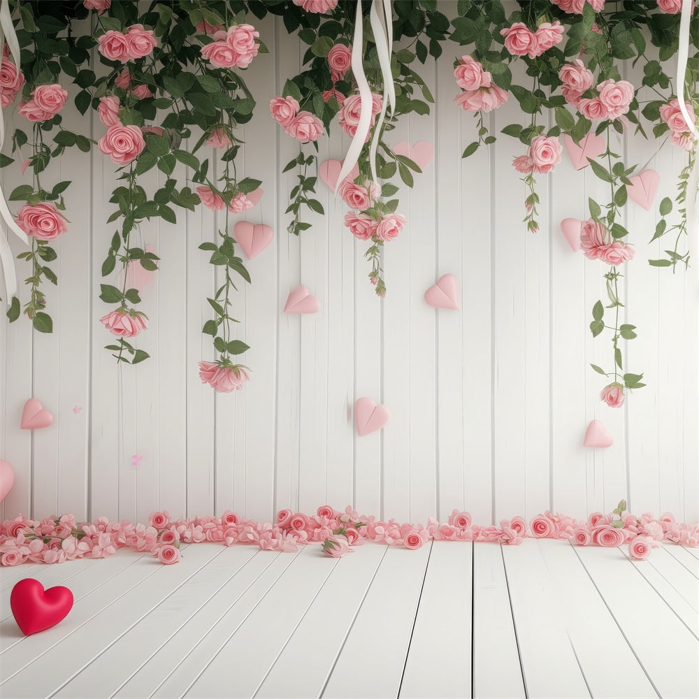 Valentine Backdrop Delicate Floral Hearts Romance Backdrop BRP1-110