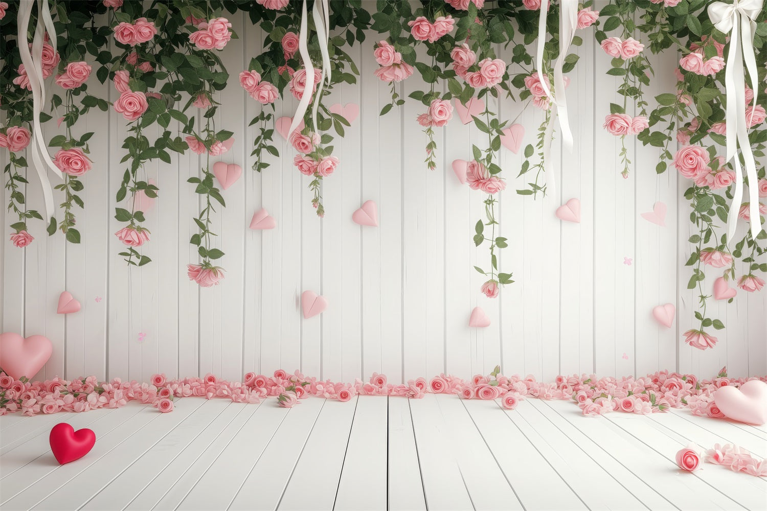 Valentine Backdrop Delicate Floral Hearts Romance Backdrop BRP1-110