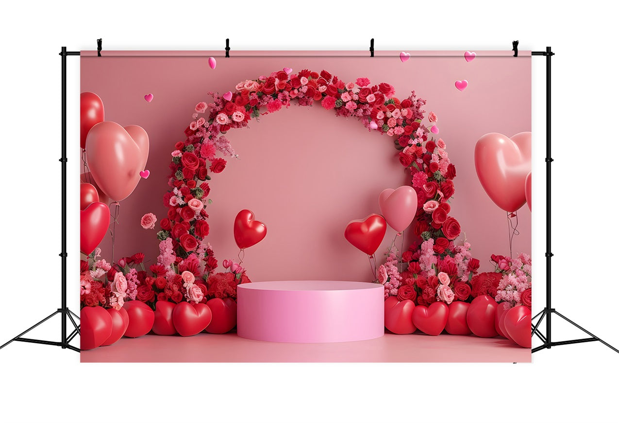 Valentine Backdrops Photography Pink Red Floral Arch Backdrop BRP1-115