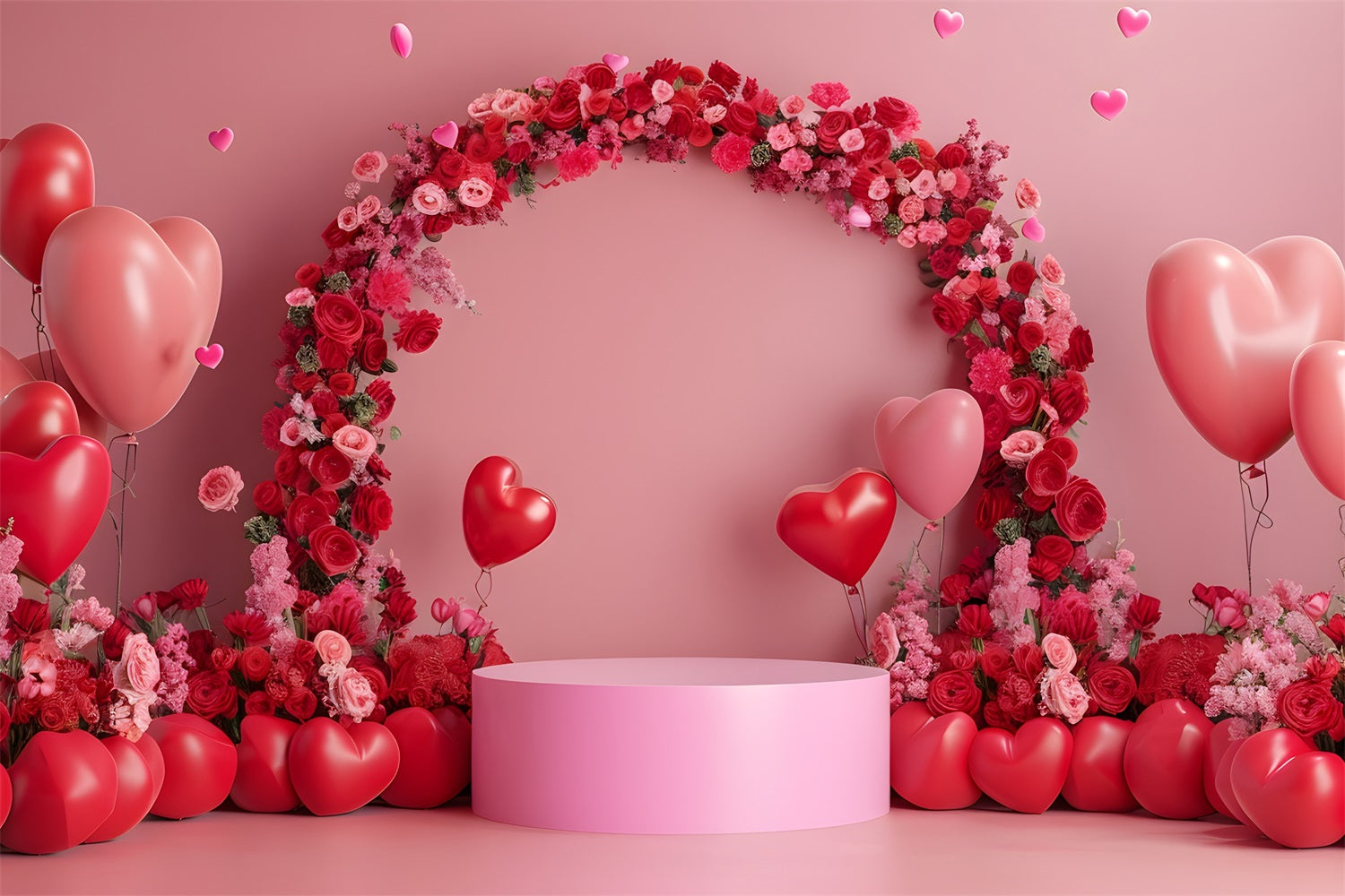 Valentine Backdrops Photography Pink Red Floral Arch Backdrop BRP1-115