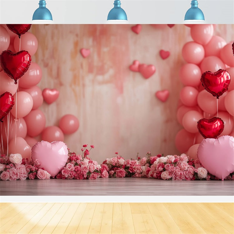 Valentine Backdrop Photography Blush Pink Balloons Rose Backdrop BRP1-116