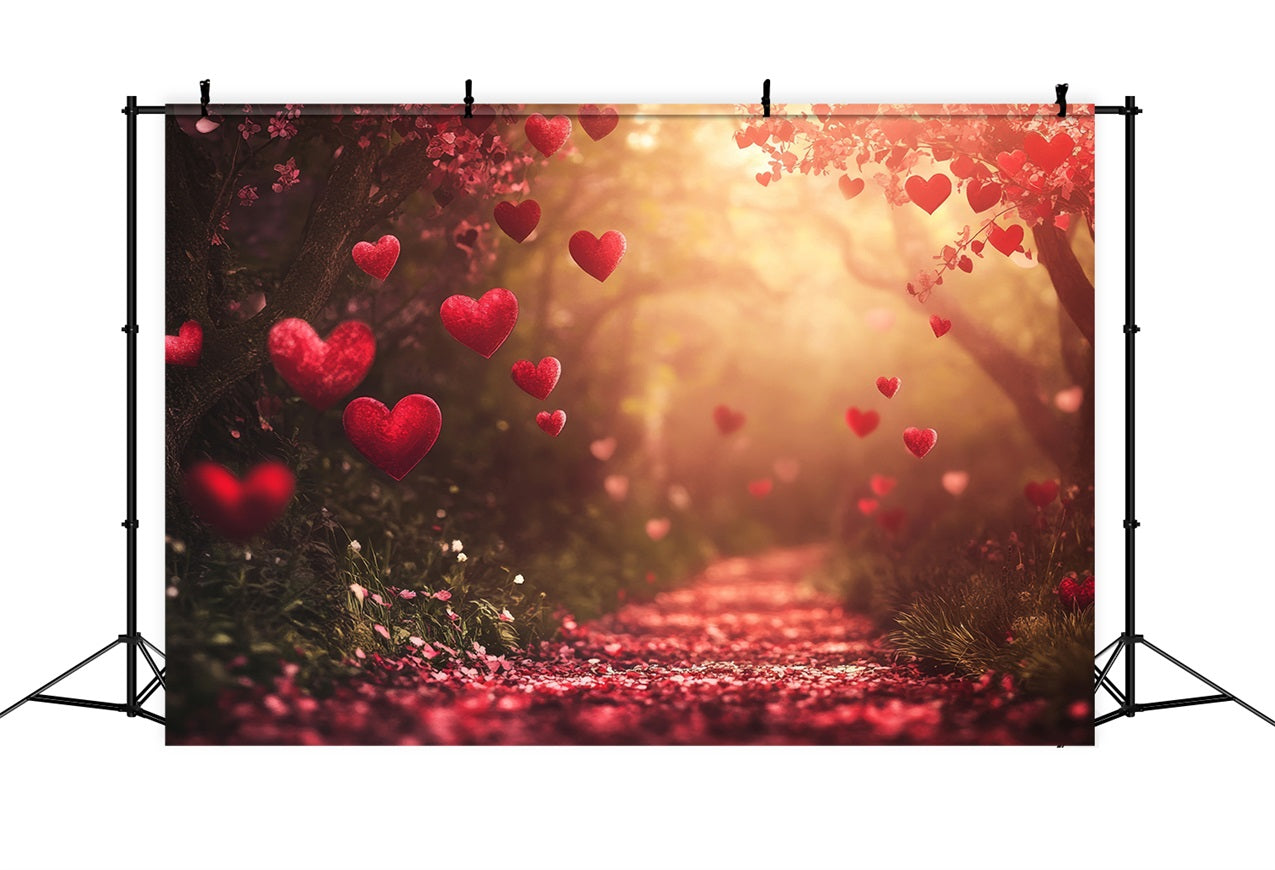 Valentine Photography Backdrop Red Hearts Pathway Backdrop BRP1-119