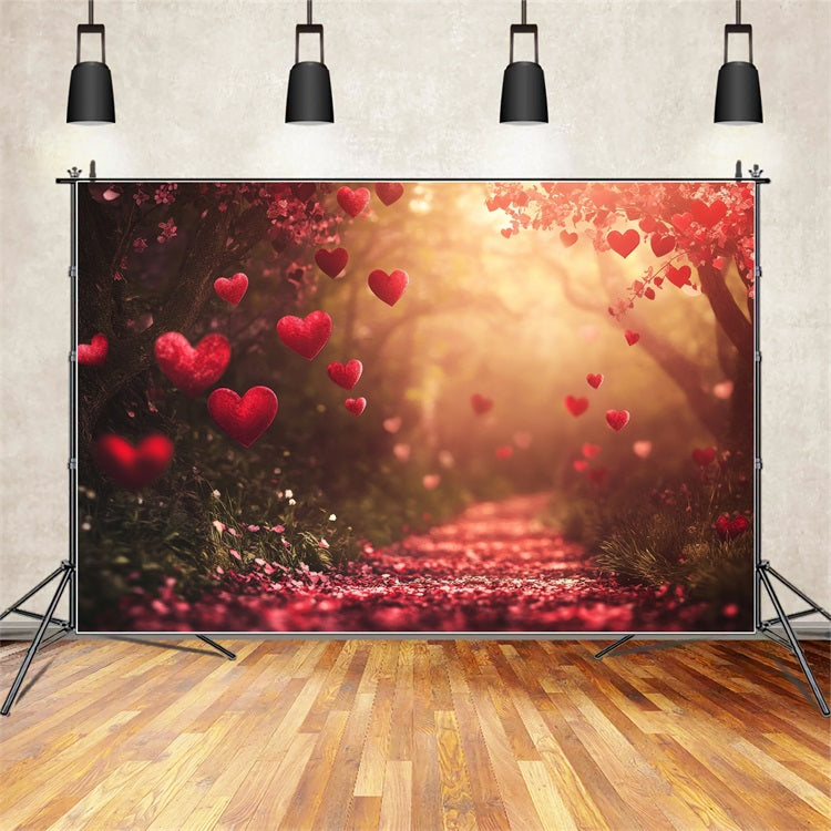 Valentine Photography Backdrop Red Hearts Pathway Backdrop BRP1-119