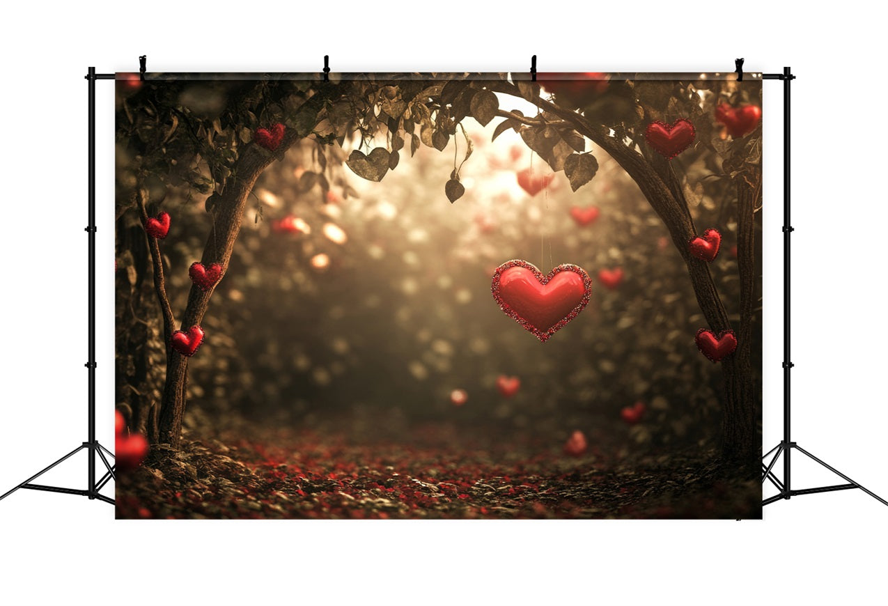 Valentine Theme Backdrop Twilight Forest Red Hearts Backdrop BRP1-120