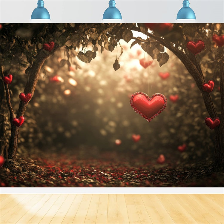 Valentine Theme Backdrop Twilight Forest Red Hearts Backdrop BRP1-120