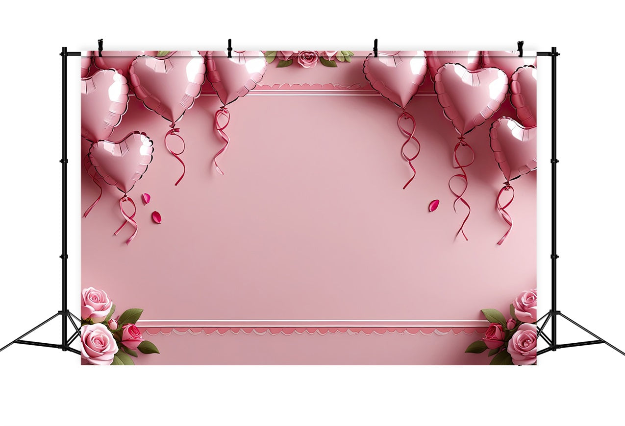 Valentine's Day Backdrop Graceful Pink Balloons Rose Backdrop BRP1-121