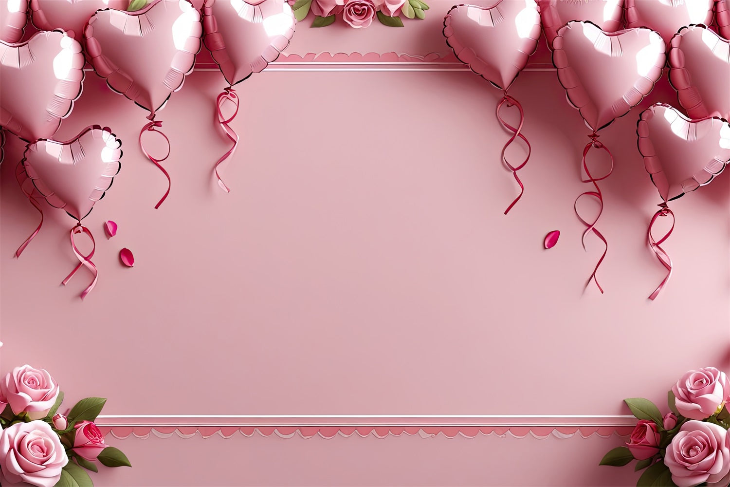 Valentine's Day Backdrop Graceful Pink Balloons Rose Backdrop BRP1-121