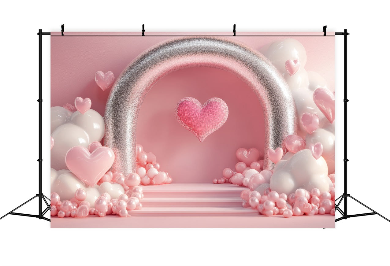 Valentine Backdrop Ideas Romantic Glitter Arch Heart Backdrop BRP1-122