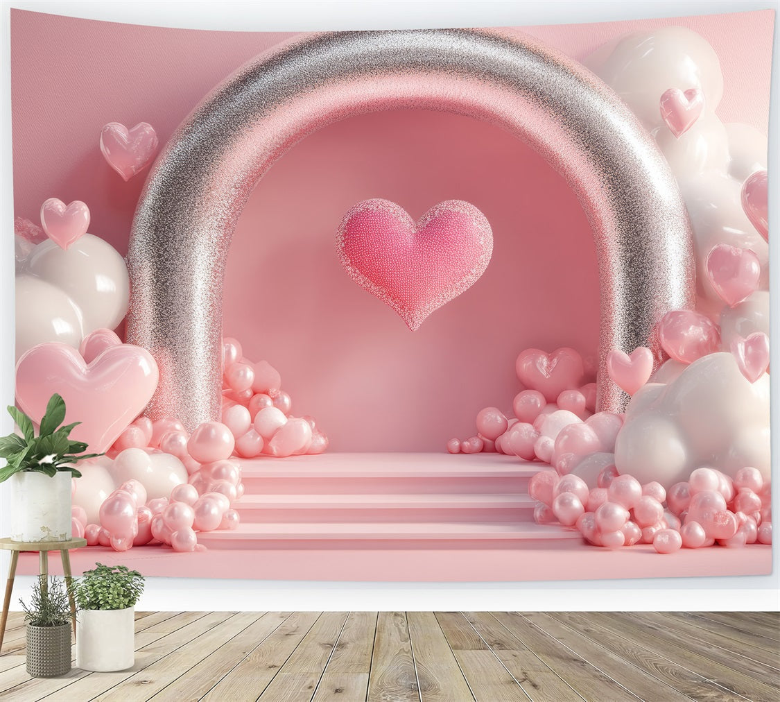 Valentine Backdrop Ideas Romantic Glitter Arch Heart Backdrop BRP1-122