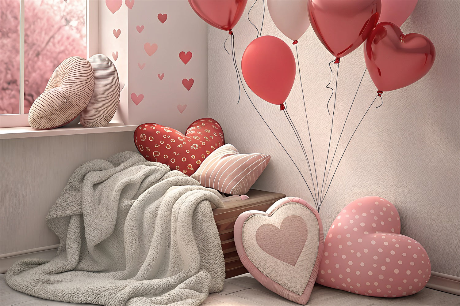 Valentine Backdrop Romantic Heart Decor Bedroom Backdrop BRP1-123