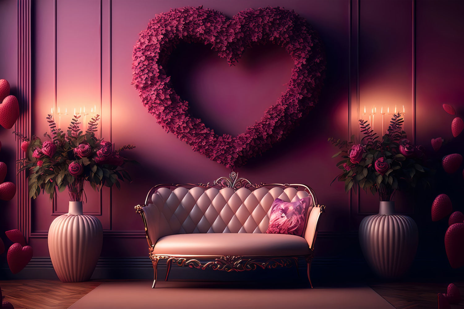 Valentine Backdrop Floral Vase Sofa Setting Backdrop BRP1-124