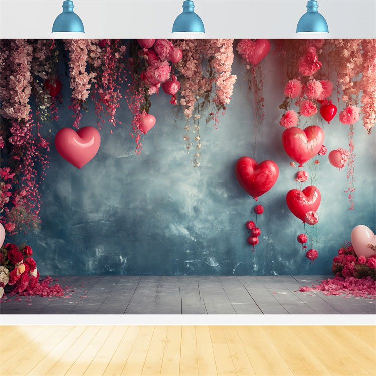 Valentine's Day Photography Backdrop Hanging Balloons Flower Backdrop BRP1-128