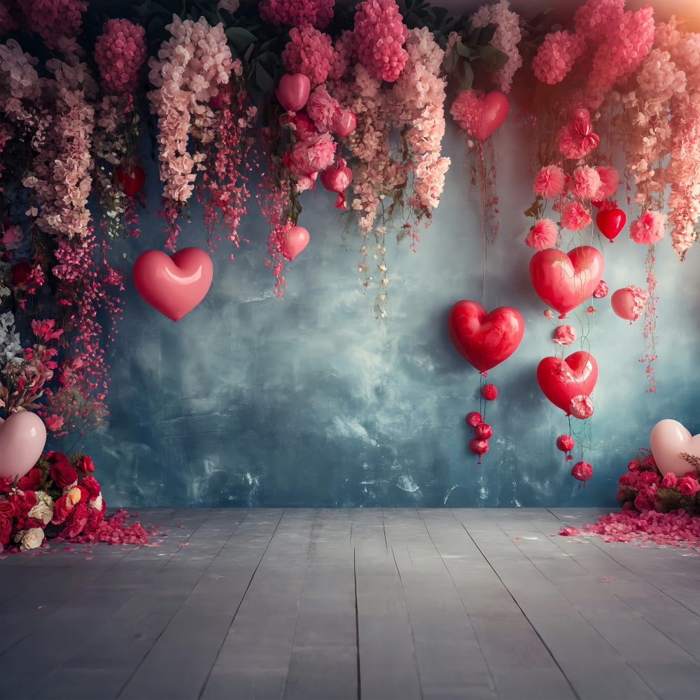 Valentine's Day Photography Backdrop Hanging Balloons Flower Backdrop BRP1-128