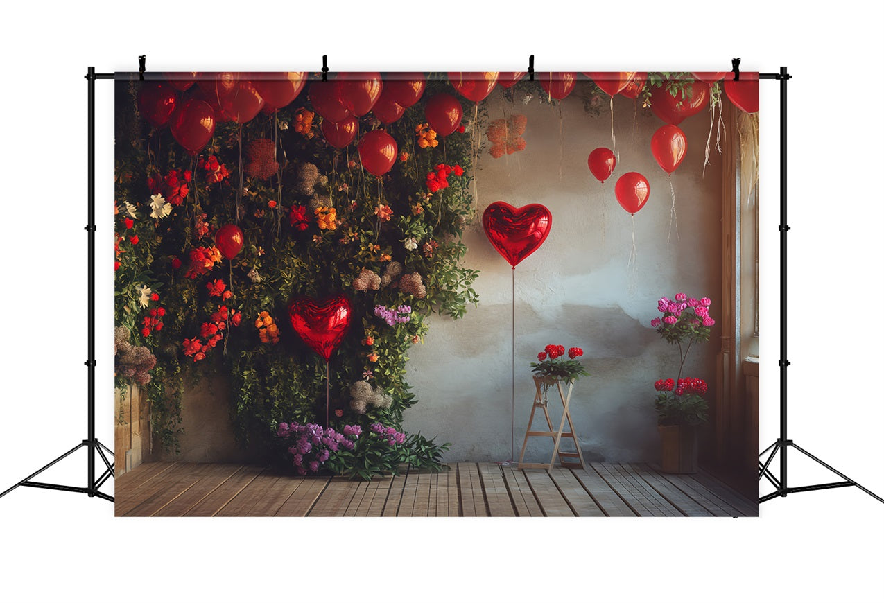 Valentine Backdrops Photography Floral Heart Balloon Scene Backdrop BRP1-130