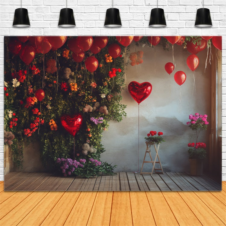 Valentine Backdrops Photography Floral Heart Balloon Scene Backdrop BRP1-130