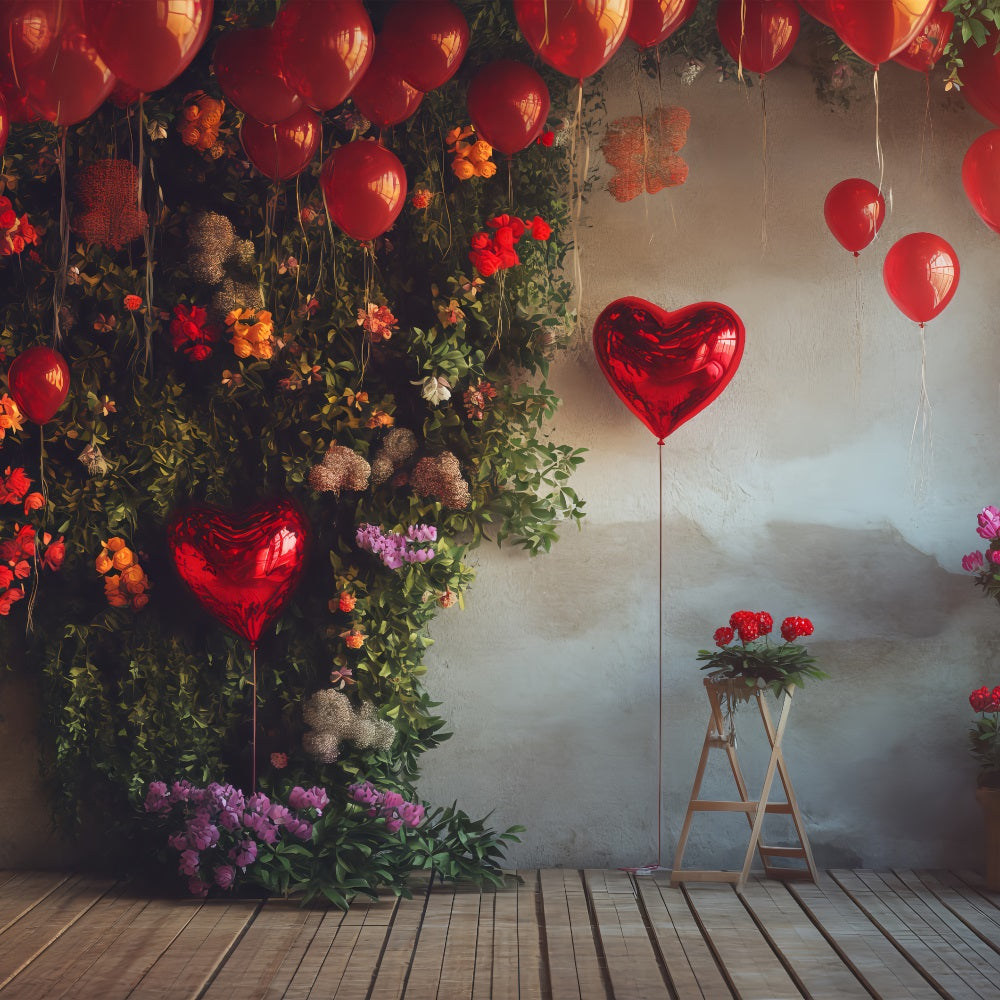 Valentine Backdrops Photography Floral Heart Balloon Scene Backdrop BRP1-130