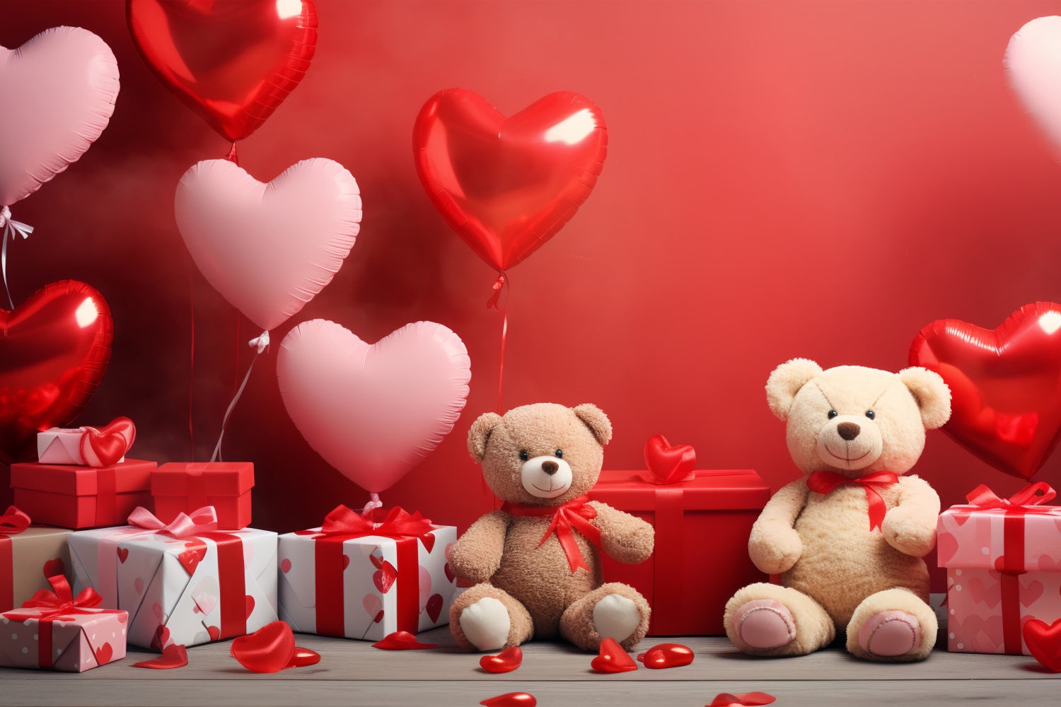 Valentine Backdrop Photography Red Heart Balloons Teddy Backdrop BRP1-132