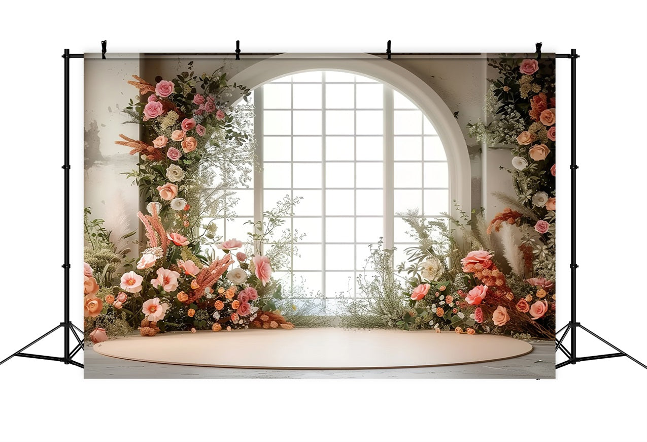 Valentine's Photo Backdrop Floral Arch Window Backdrop BRP1-134