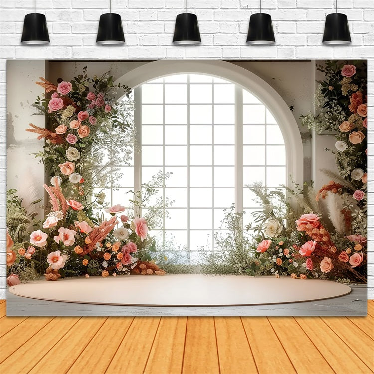 Valentine's Photo Backdrop Floral Arch Window Backdrop BRP1-134