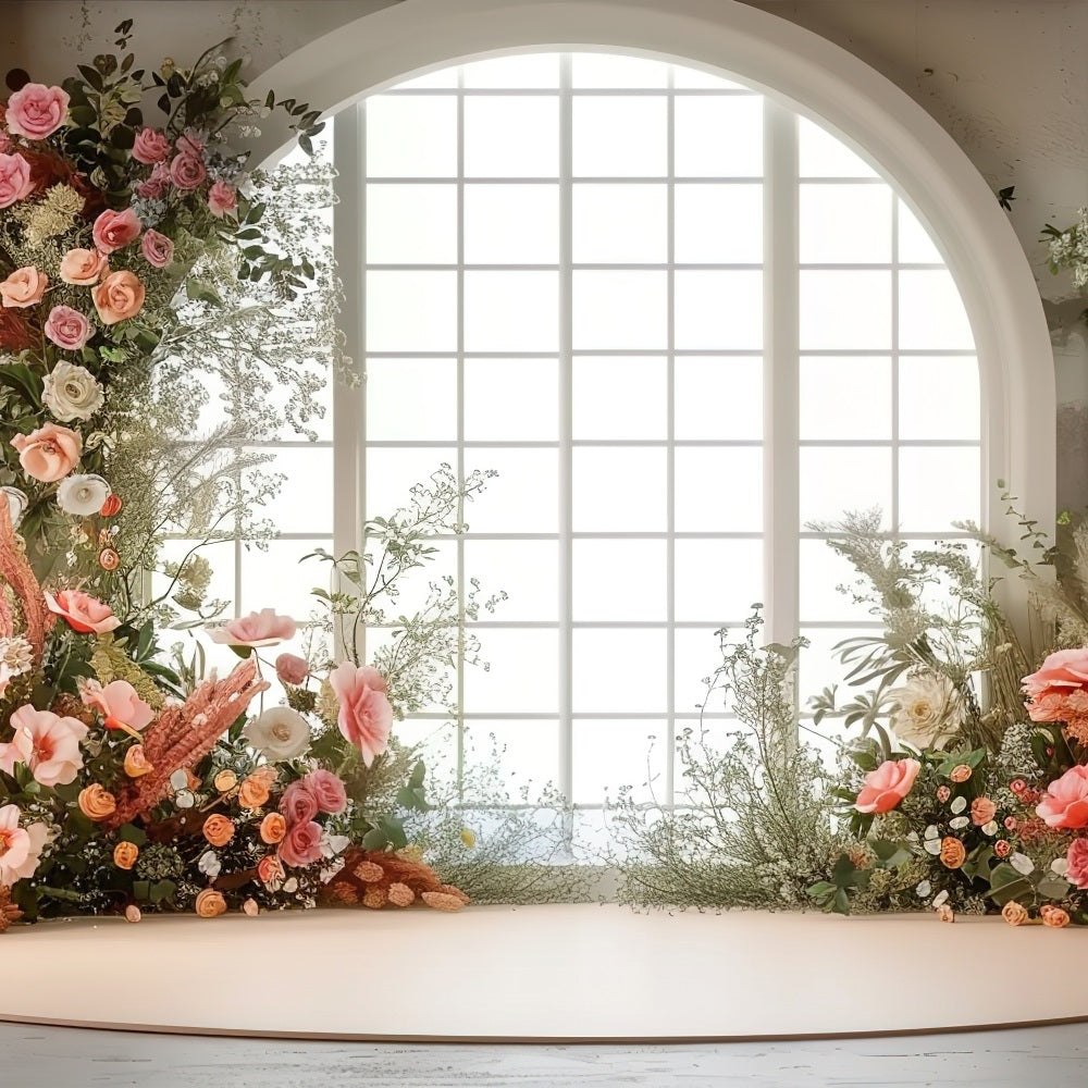 Valentine's Photo Backdrop Floral Arch Window Backdrop BRP1-134