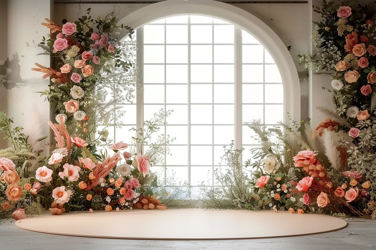 Valentine's Photo Backdrop Floral Arch Window Backdrop BRP1-134