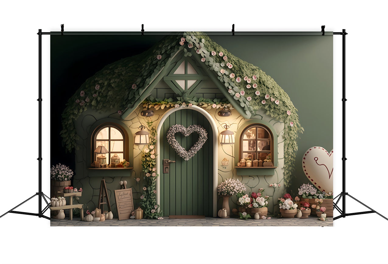 Valentines Photo Backdrop Ideas Flower Covered Cottage Backdrop BRP1-136