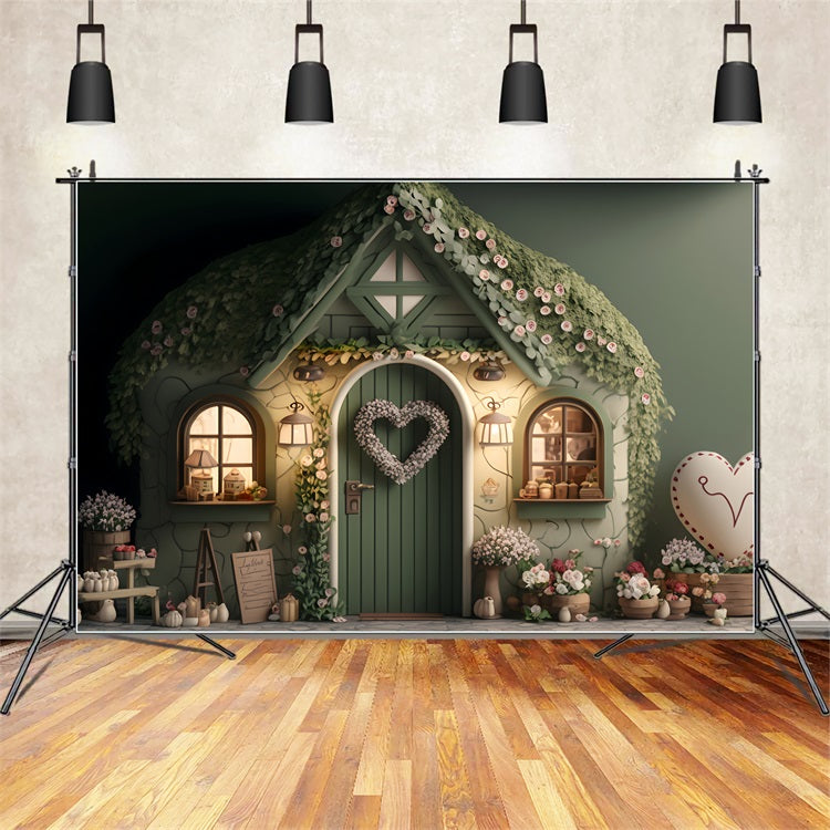 Valentines Photo Backdrop Ideas Flower Covered Cottage Backdrop BRP1-136