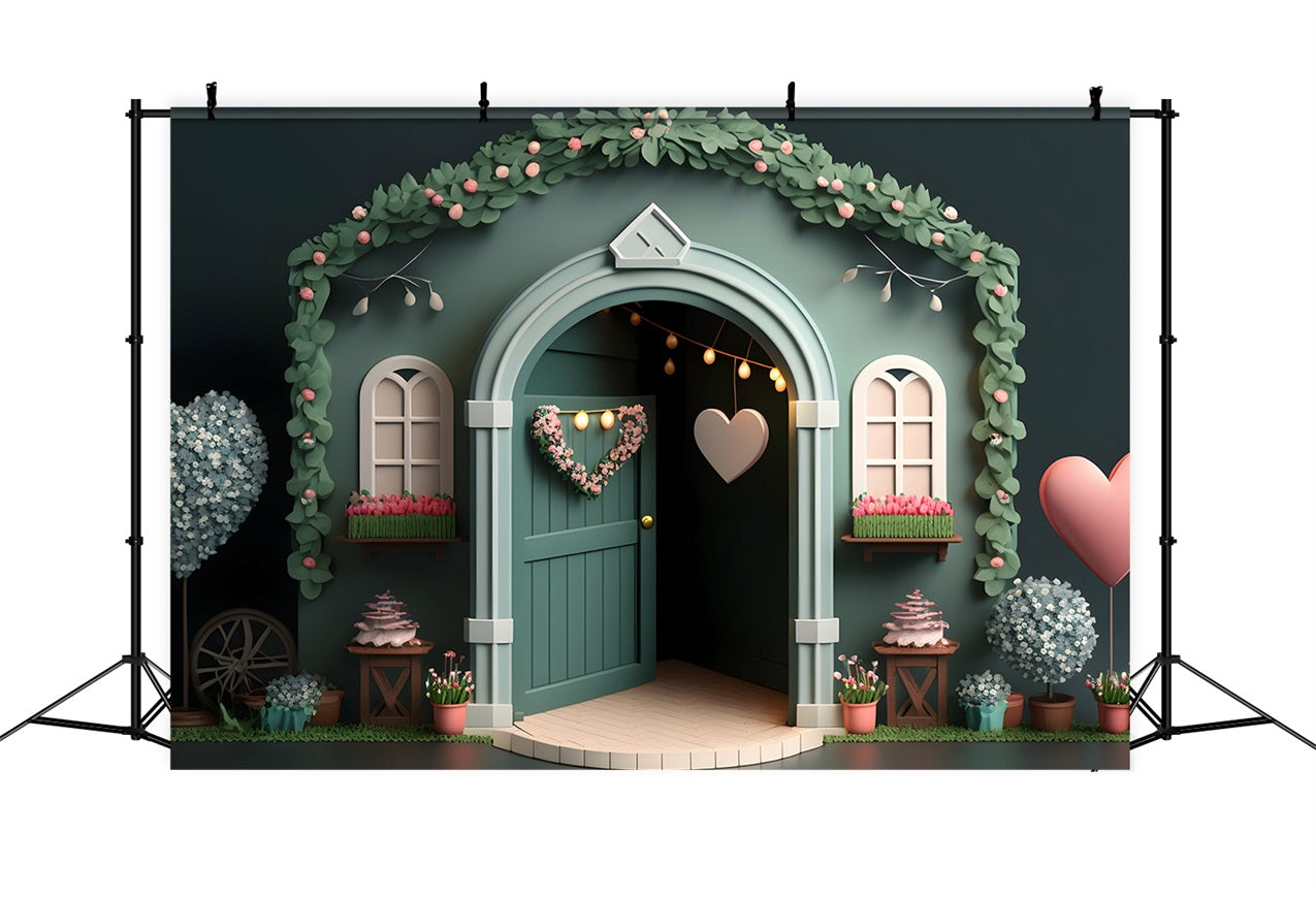 Photography Backdrops Valentine's Day Archway Heart Floral Backdrop BRP1-137