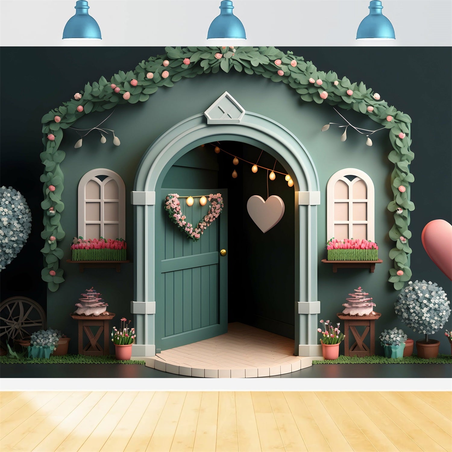 Photography Backdrops Valentine's Day Archway Heart Floral Backdrop BRP1-137