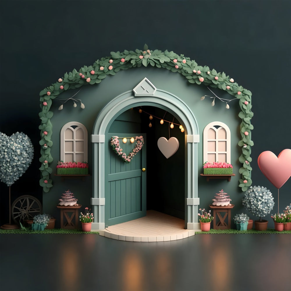 Photography Backdrops Valentine's Day Archway Heart Floral Backdrop BRP1-137