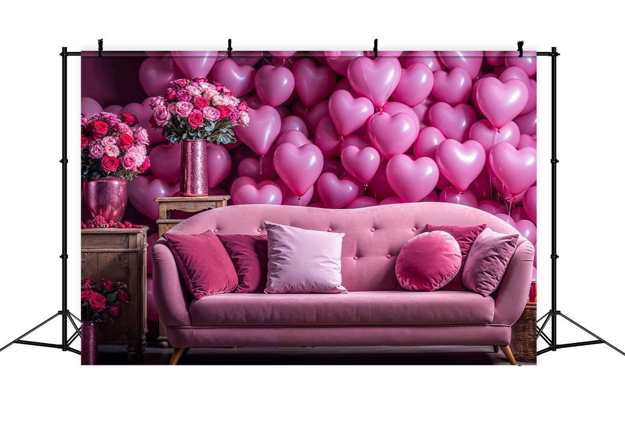 Valentines Backdrop Ideas Love Couch Heart Balloons Backdrop BRP1-142