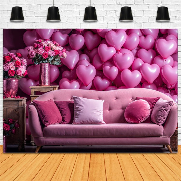 Valentines Backdrop Ideas Love Couch Heart Balloons Backdrop BRP1-142