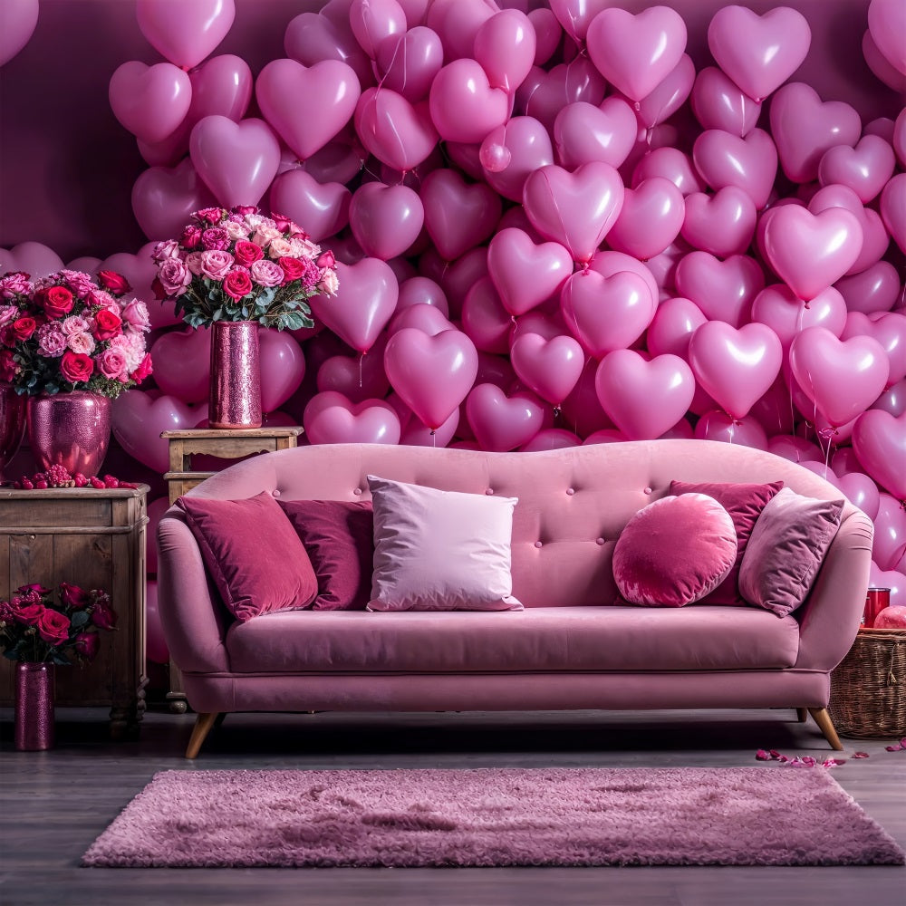 Valentines Backdrop Ideas Love Couch Heart Balloons Backdrop BRP1-142