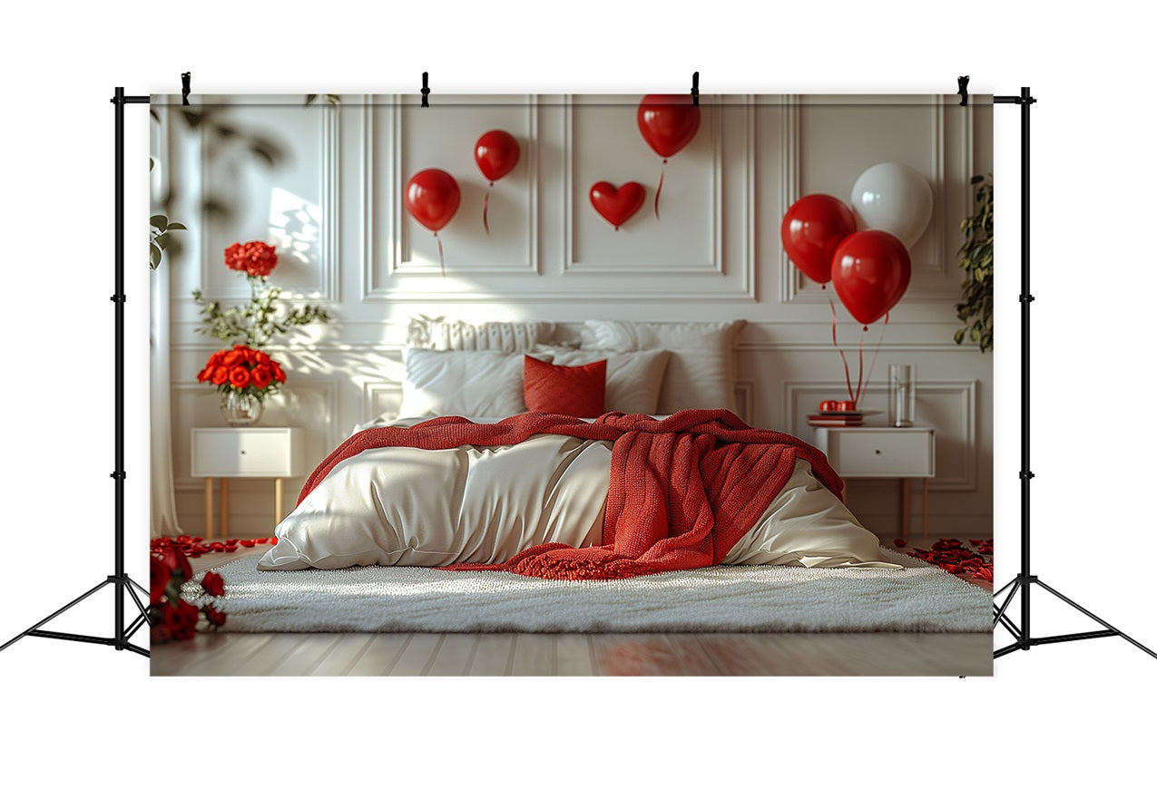 Photography Valentines Backdrops Bedroom Roses Balloons Backdrop BRP1-143