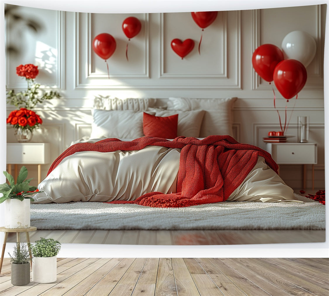 Photography Valentines Backdrops Bedroom Roses Balloons Backdrop BRP1-143