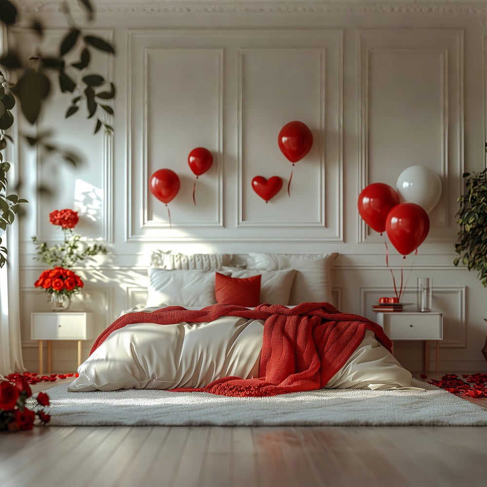 Photography Valentines Backdrops Bedroom Roses Balloons Backdrop BRP1-143