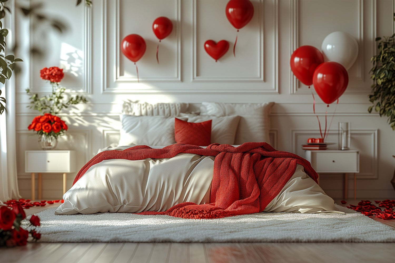 Photography Valentines Backdrops Bedroom Roses Balloons Backdrop BRP1-143