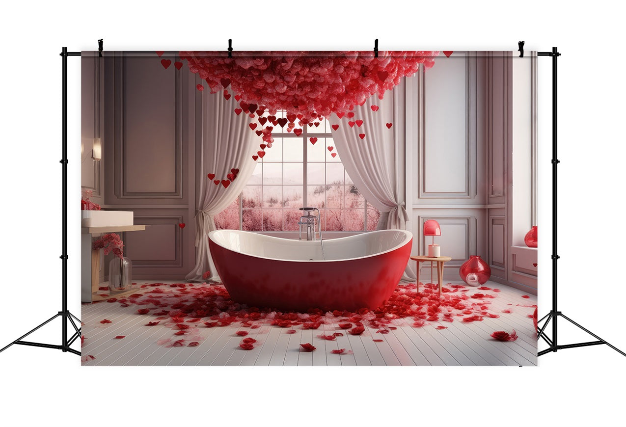 Valentines Party Backdrop Red Rose Bath Scene Backdrop BRP1-145