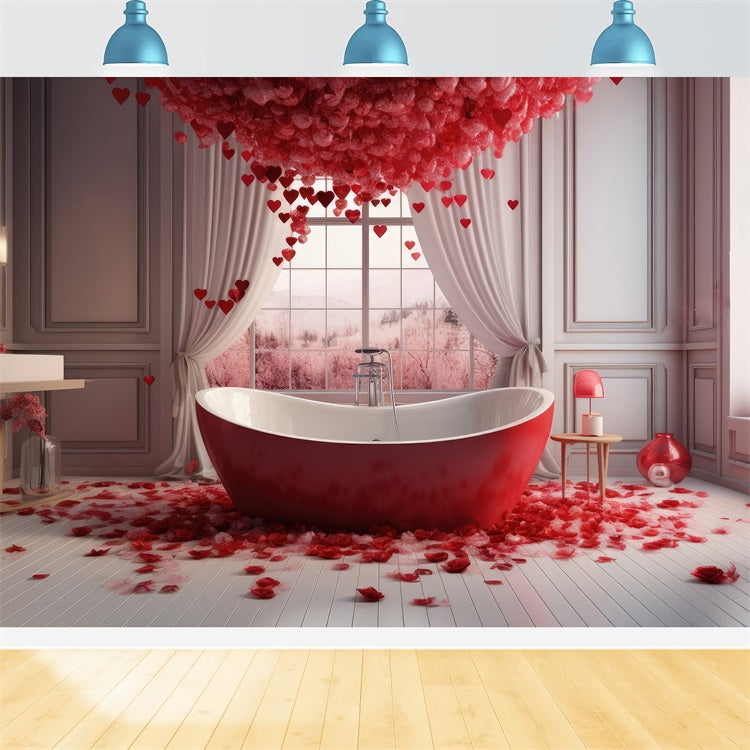 Valentines Party Backdrop Red Rose Bath Scene Backdrop BRP1-145