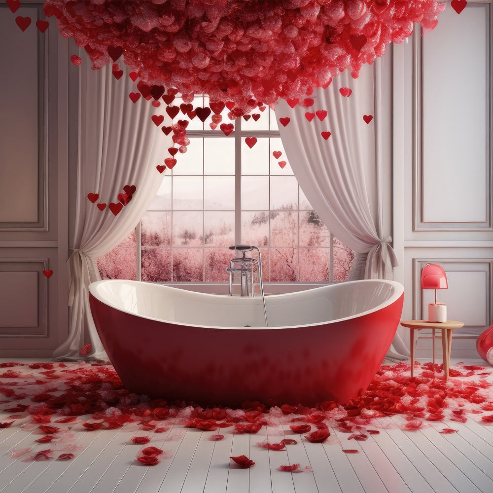 Valentines Party Backdrop Red Rose Bath Scene Backdrop BRP1-145