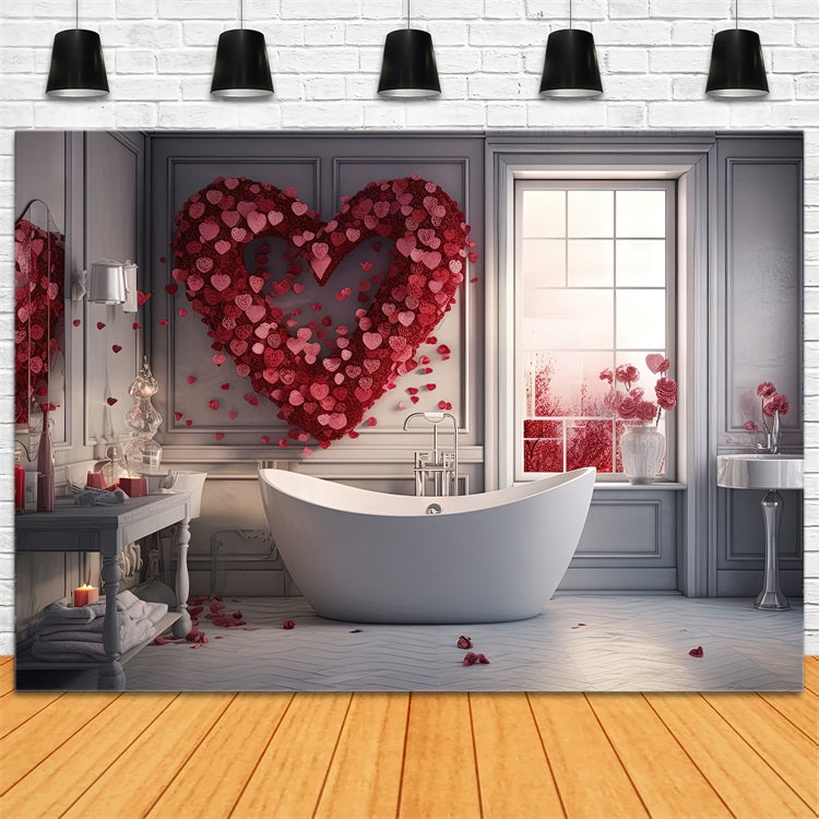 Backdrop For Valentine White Bathroom Love Petal Backdrop BRP1-146