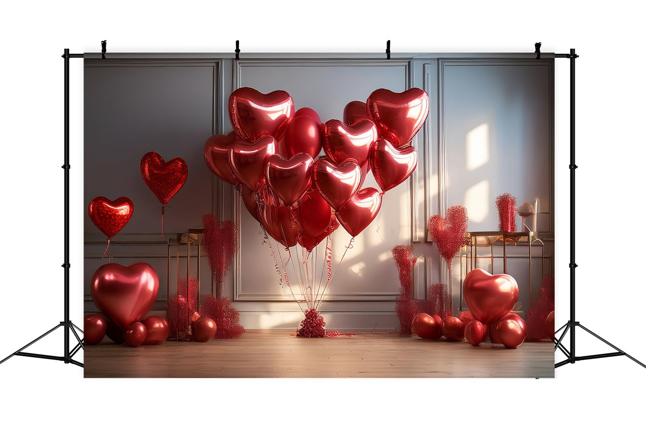 Valentines Photoshoot Backdrop Red Heart Balloons Backdrop BRP1-148