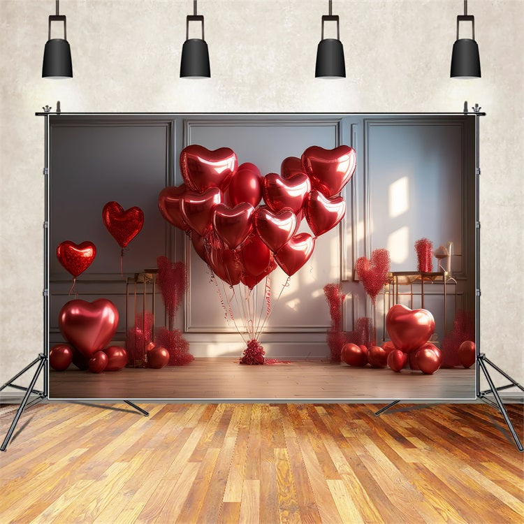 Valentines Photoshoot Backdrop Red Heart Balloons Backdrop BRP1-148